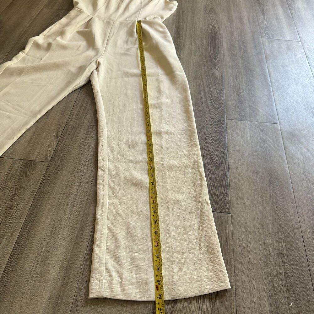 Song of Style Jumpsuit Cream Wide Leg Sleeveless Pleated Size Large Quiet Luxury - Picture 5 of 14